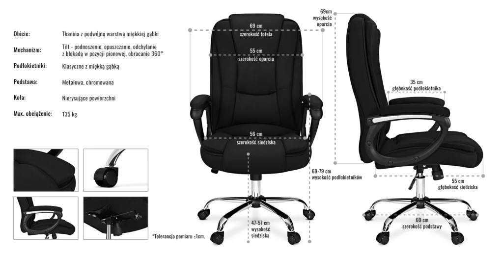 Fotel biurowy Ambiente Materiałowy Black