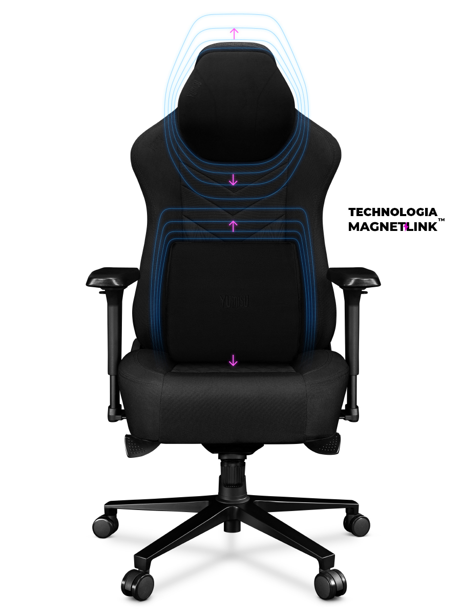 Fotel gamingowy YUMISU 2053 Magnetic Tkanina BLACK/BLACK